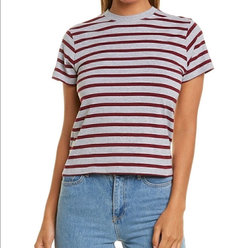 Cropped Stripe T shirt​​​​​​​​​​​​​​​​​​​​​